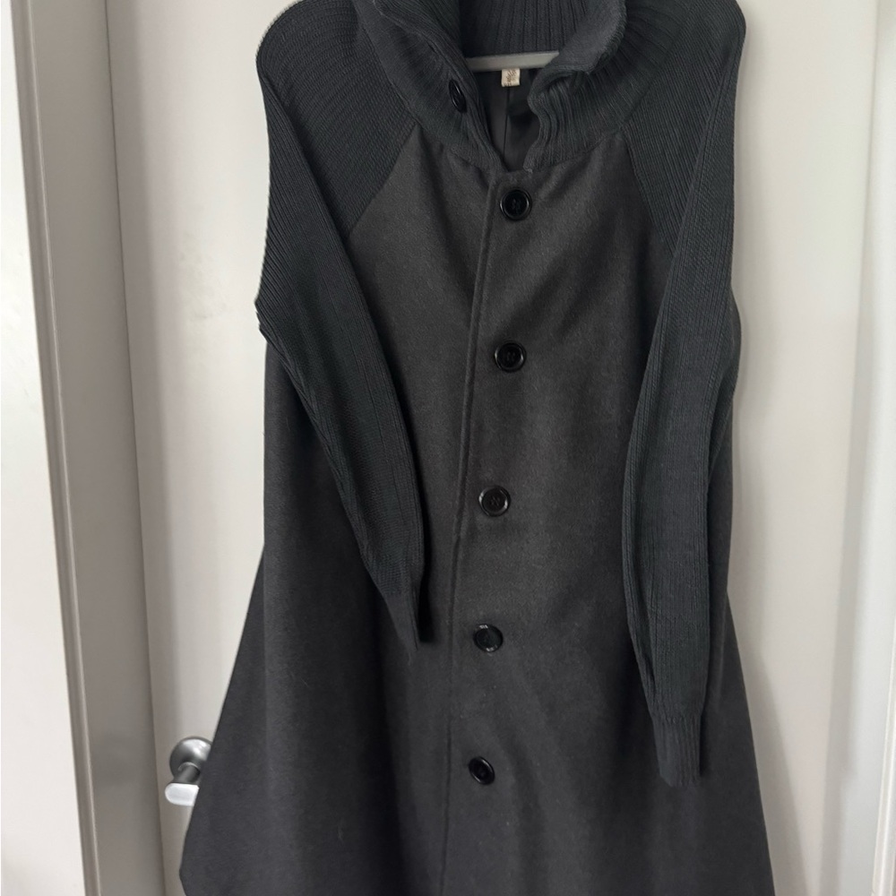 Gray Button-Up Sweater Coat